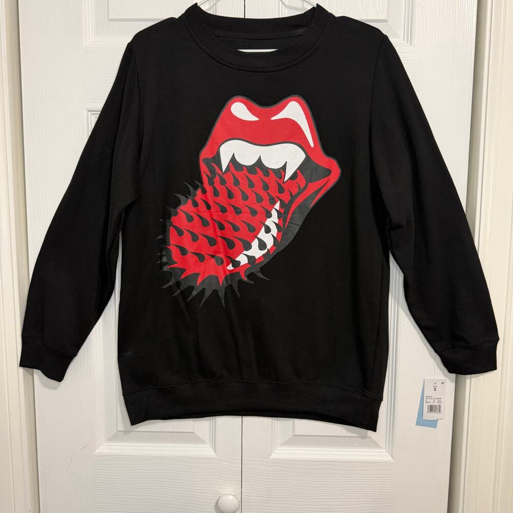 NWT Rolling Stones Band Logo Graphic Print Sweater Small